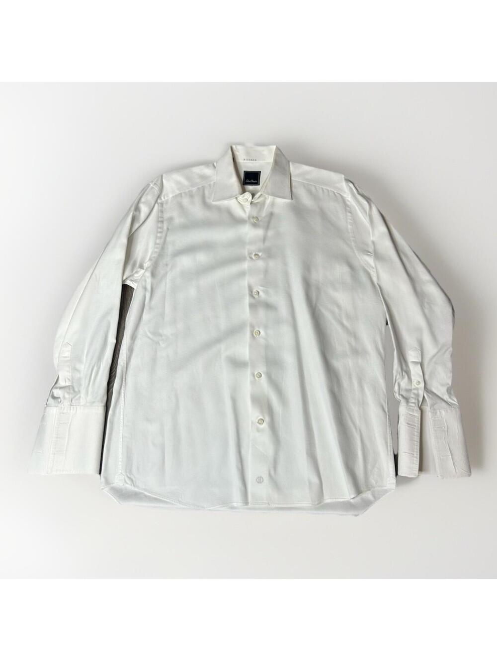 David Donahue Men's Trim Fit White Dress Shirt French Cuff Size 16.5 32/33